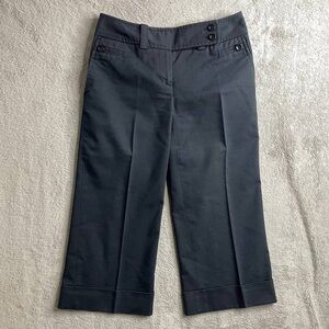 Ann Taylor Women’s Navy Blue Capri Cuffed Bottom Petite 00P Flat Front High Rise